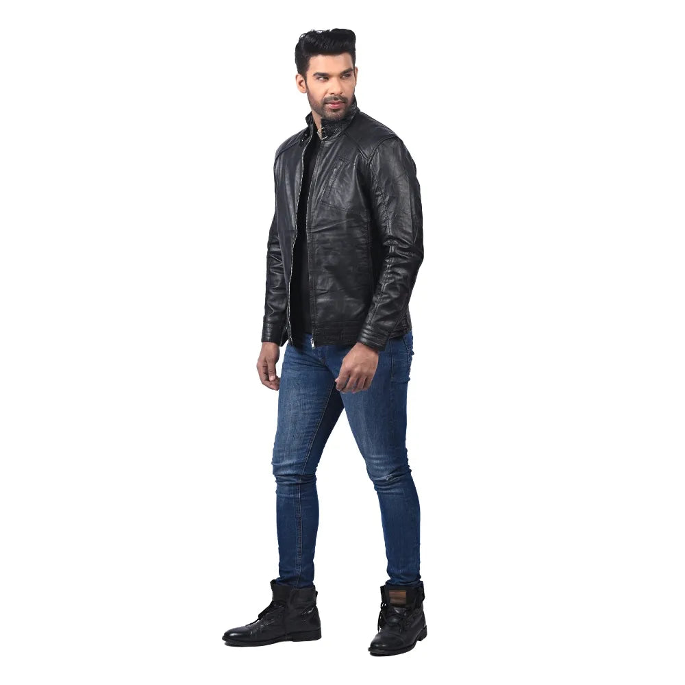 Men’s Black Zarex Leather Jacket