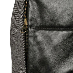 Men’s Black and Charcoal Quilted Hybrid Leather Jacket