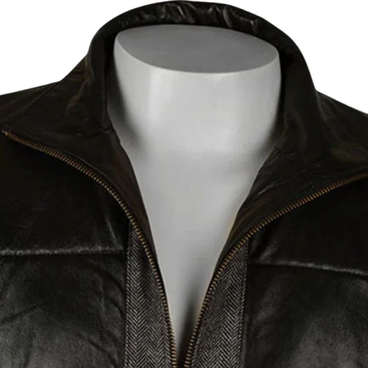 Men’s Black and Charcoal Quilted Hybrid Leather Jacket