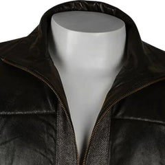 Men’s Black and Charcoal Quilted Hybrid Leather Jacket