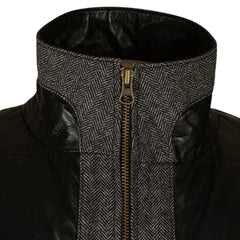 Men’s Black and Charcoal Quilted Hybrid Leather Jacket