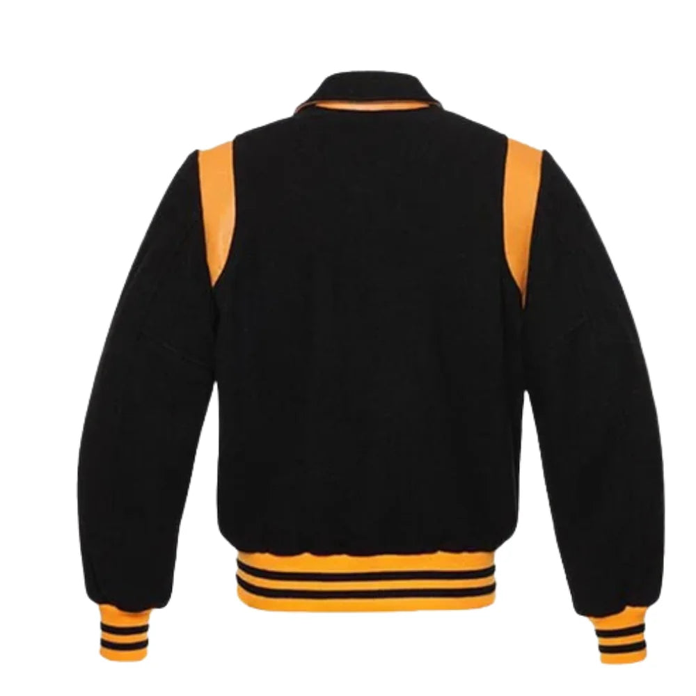 Men’s Black and Orange Varsity Jacket