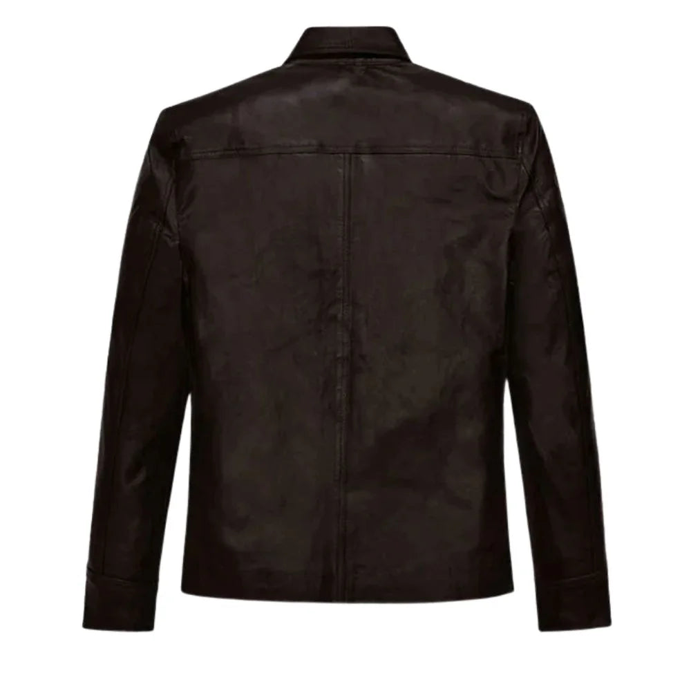 Men’s Dark Brown Western Style Leather Jacket
