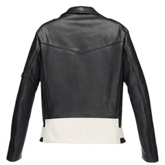 Men’s Black and White Asymmetrical Leather Jacket