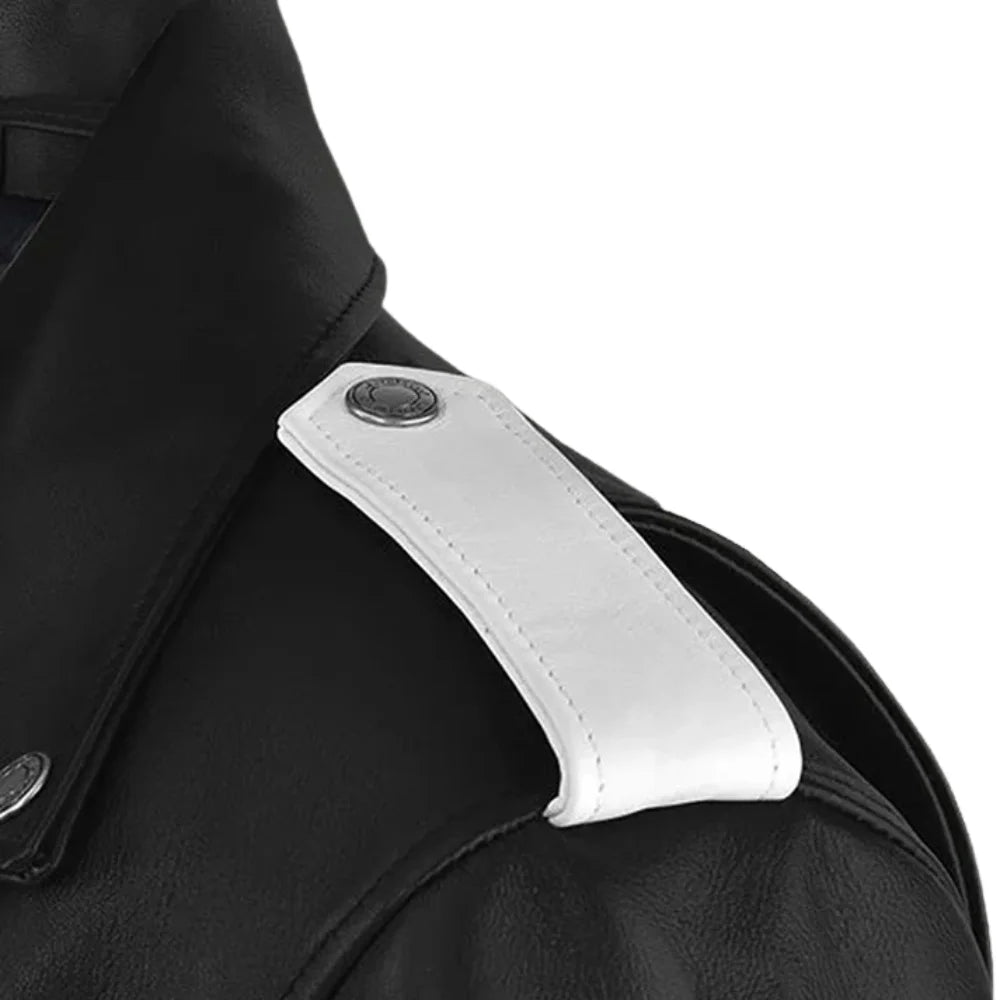 Men’s Black and White Striped Leather Jacket