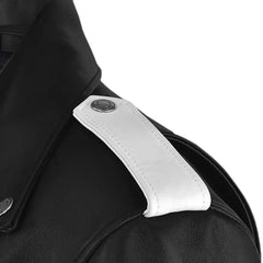 Men’s Black and White Striped Leather Jacket