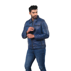 Men’s Blue Harborline Leather Jacket