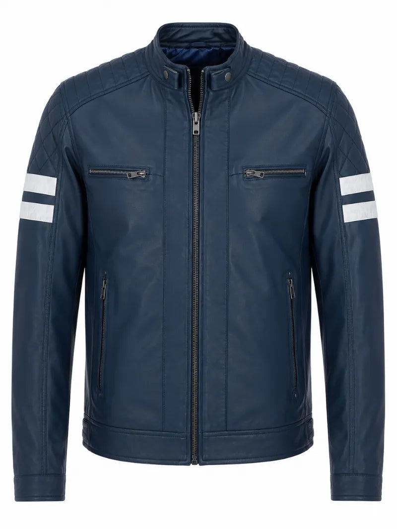 Men’s Blue Leather Jacket
