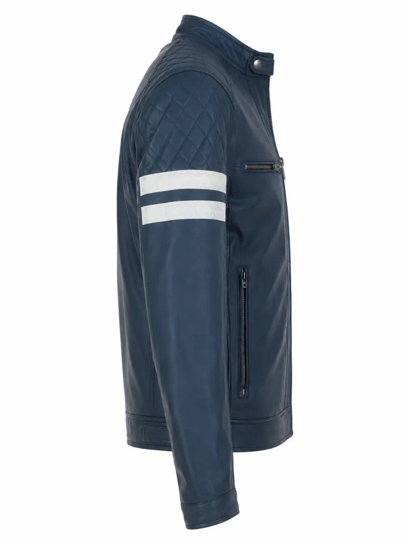 Men’s Blue Leather Jacket