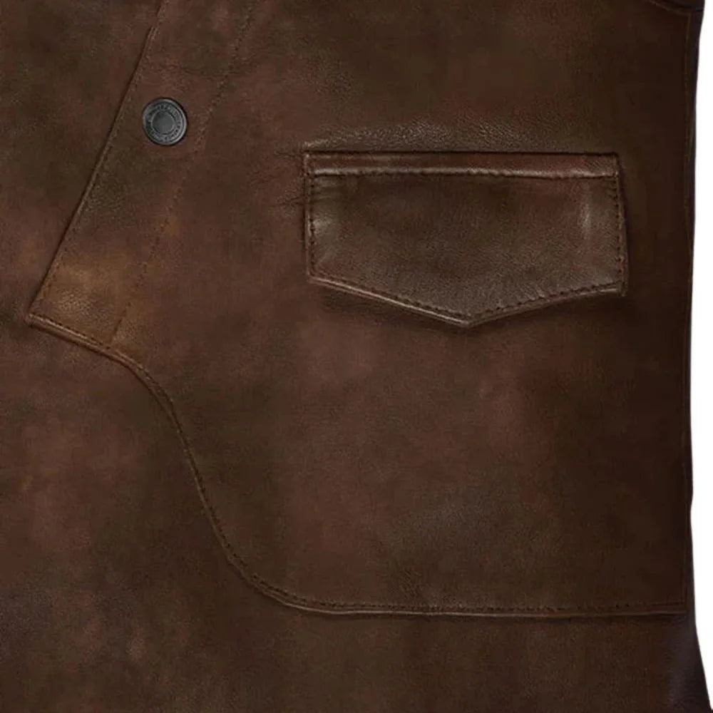 Men’s Brown Asymmetrical Leather Jacket