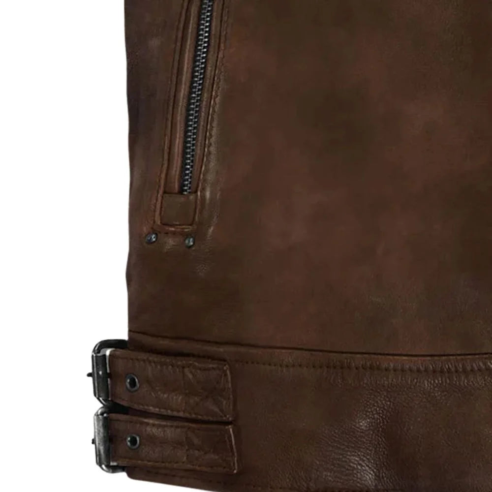 Men’s Brown Asymmetrical Leather Jacket