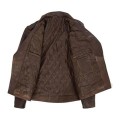 Men’s Brown Belted Brando Leather Biker Jacket 
