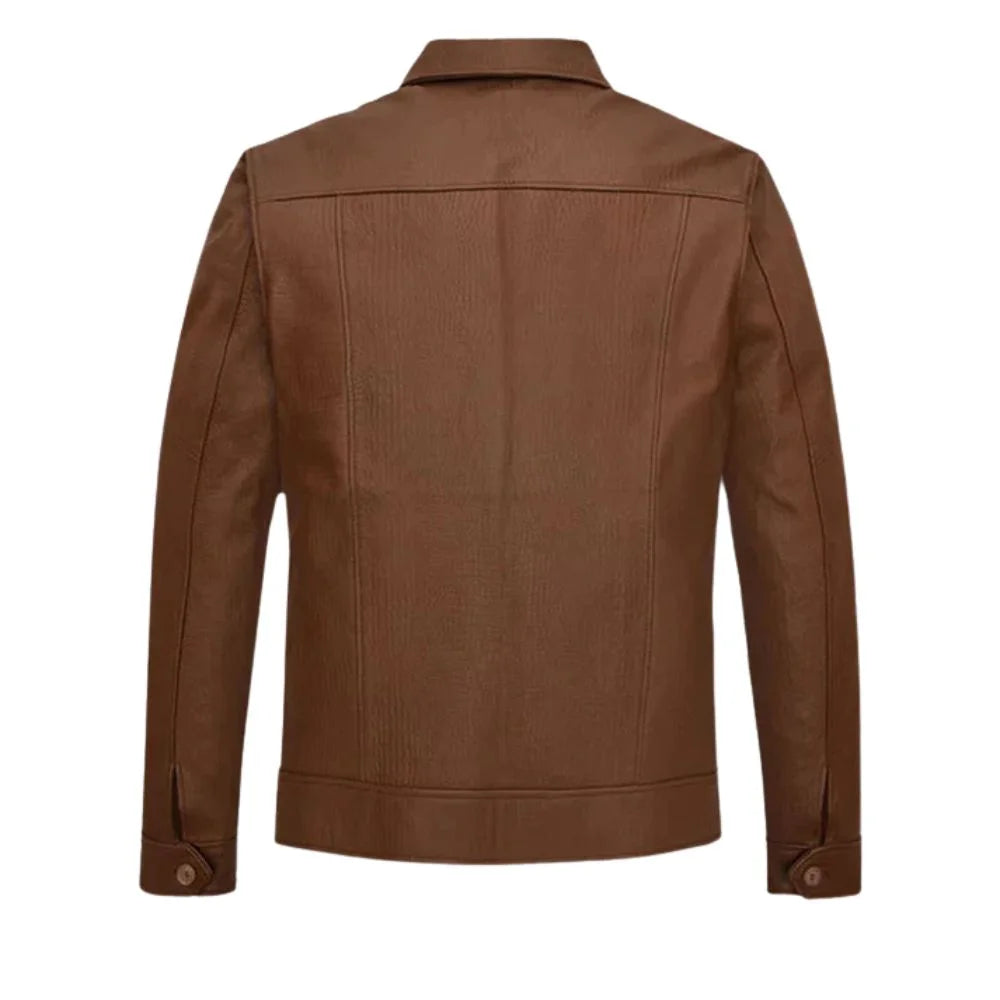 Men’s Brown Button-Up Leather Jacket