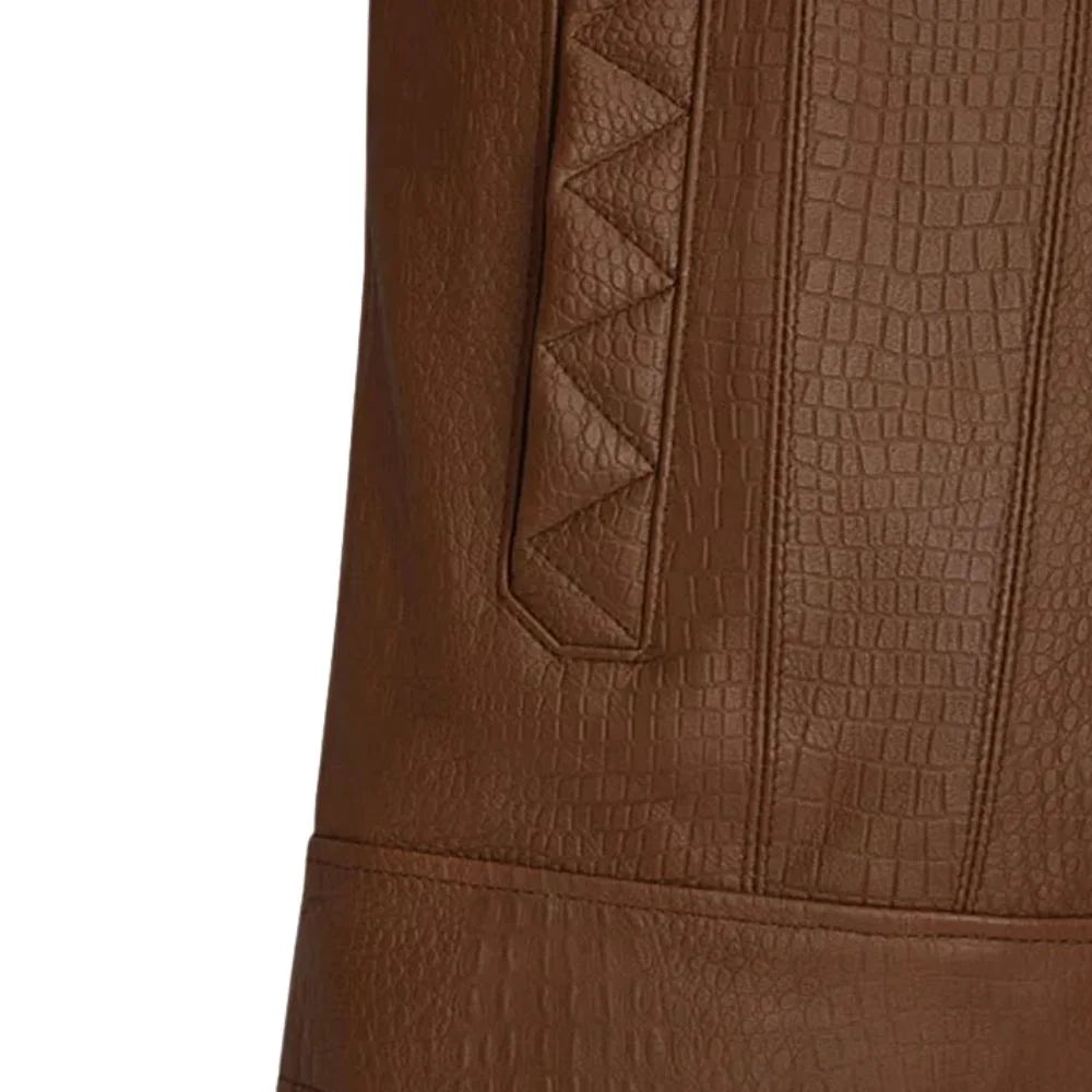 Men’s Brown Button-Up Leather Jacket