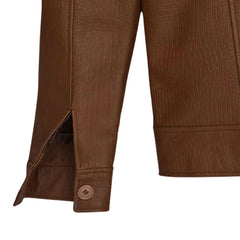 Men’s Brown Button-Up Leather Jacket