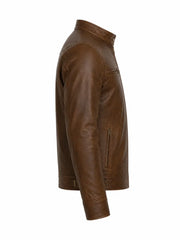 Men’s Brown Casual Leather Jacket Right 