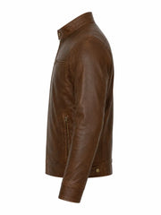 Men’s Brown Casual Leather Jacket Left 