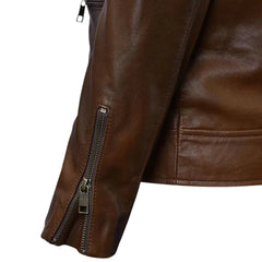 Men’s Brown Casual Shoulder Leather Jacket