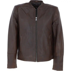 Men's Brown Genuine Leather Biker Jacket