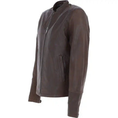 Men's Brown Genuine Leather Biker Jacket