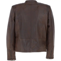 Men's Brown Genuine Leather Biker Jacket