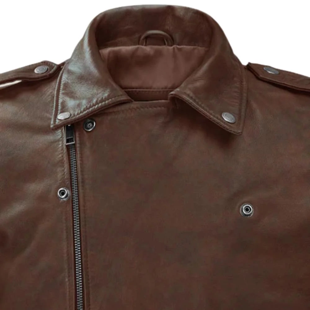 Men’s Brown Lapel Leather Jacket