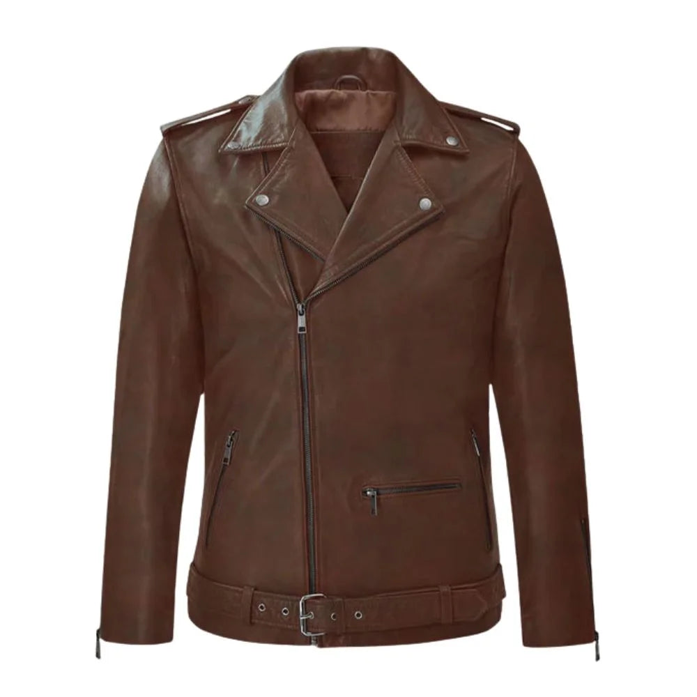 Men’s Brown Lapel Leather Jacket