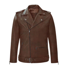 Men’s Brown Lapel Leather Jacket