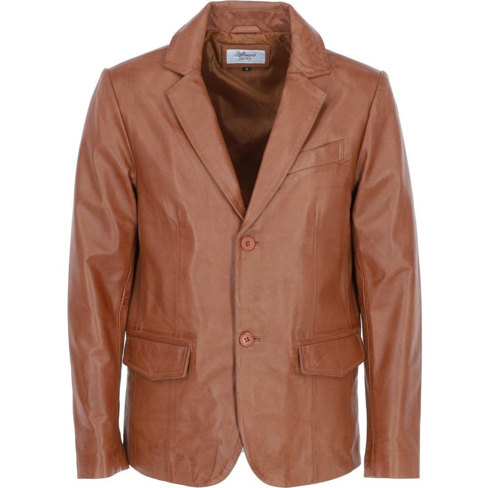 Men's Brown Leather Blazer