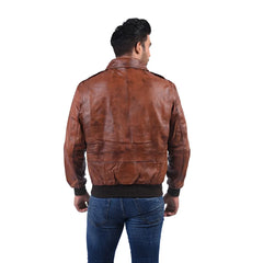 Men’s Brown Leather Casual Jacket
