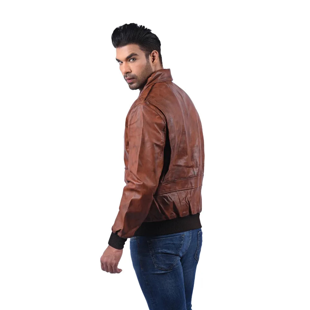 Men’s Brown Leather Casual Jacket