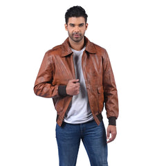Men’s Brown Leather Casual Jacket