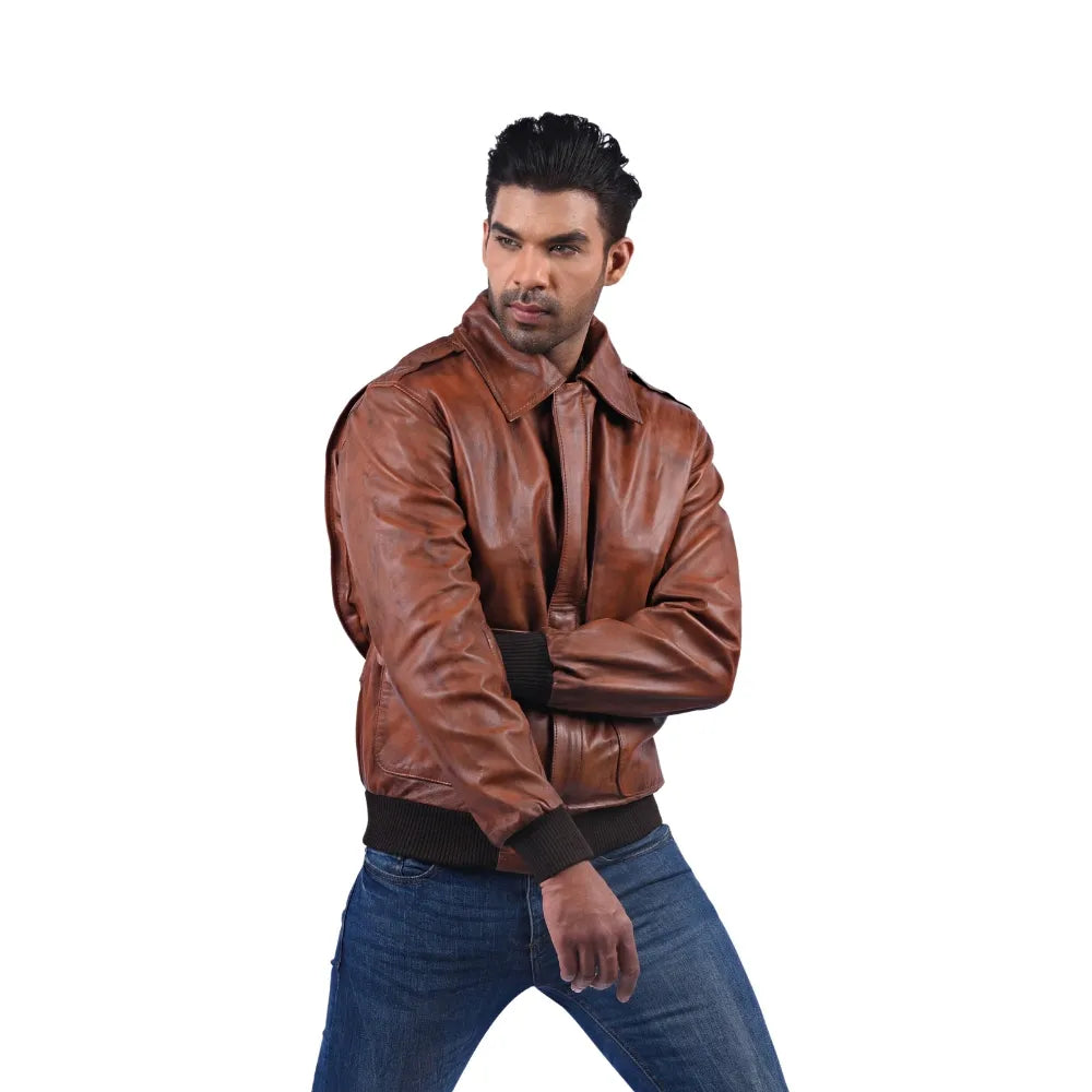 Men’s Brown Leather Casual Jacket