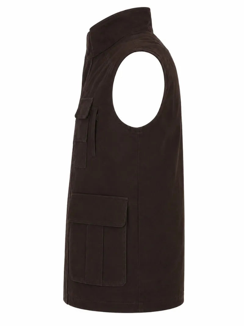 Men's Brown Leather Eight Pocket Vest