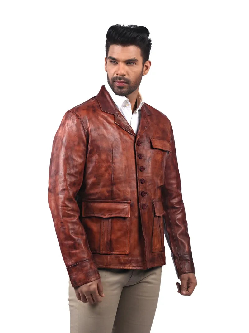 Men’s Brown Leather Jacket Full