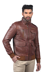 Men’s Brown Leather Jacket Right 