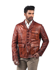 Men’s Brown Leather Jacket Right 