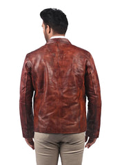 Men’s Brown Leather Jacket Back
