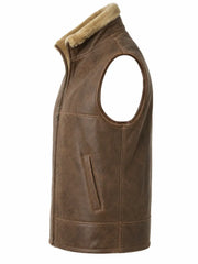 Men's Brown Leather Shearling Vest