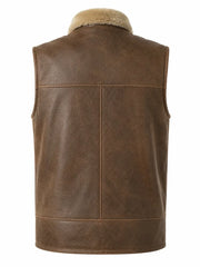 Men's Brown Leather Shearling Vest