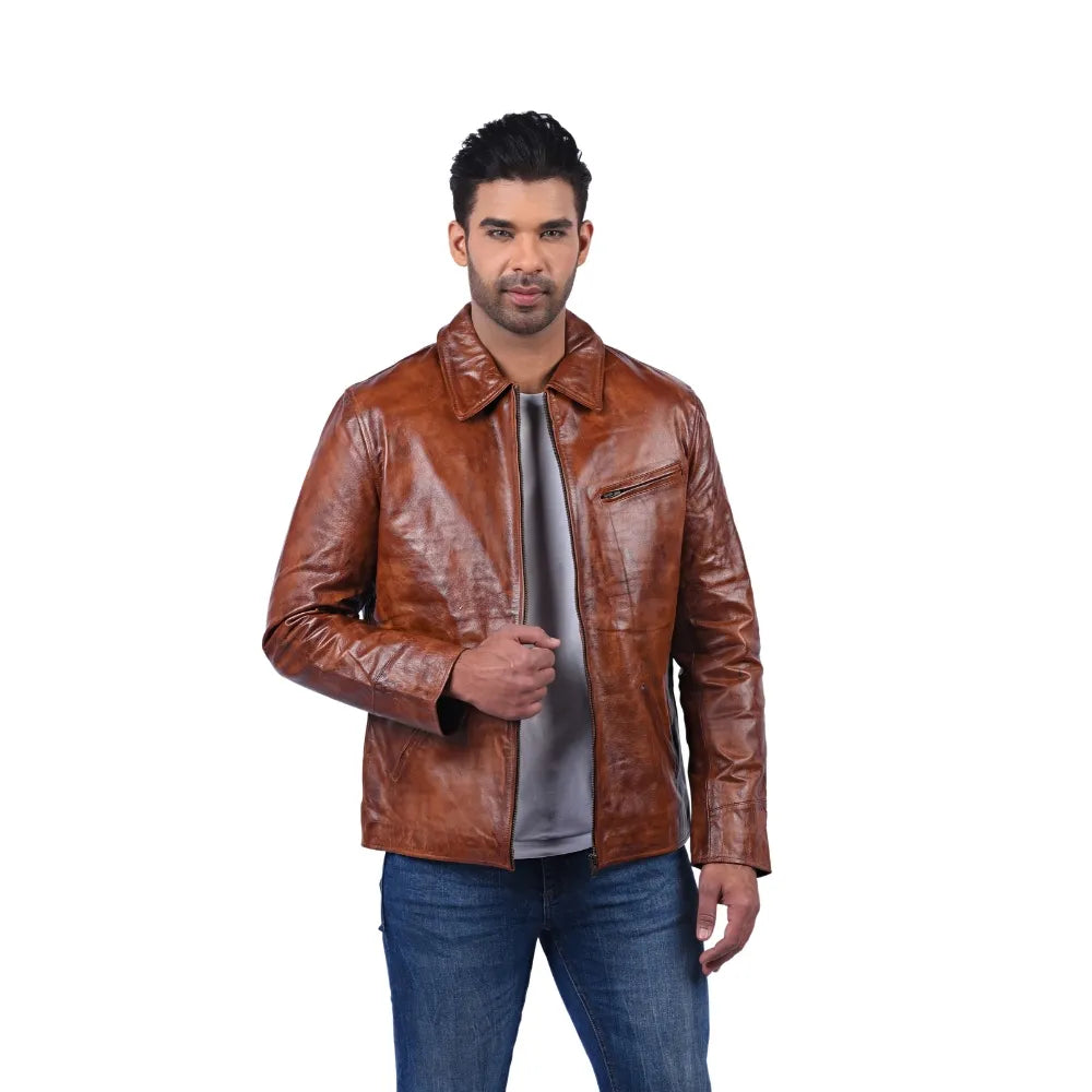 Men’s Brown Leather Urban Jacket