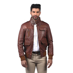 Men’s Brown Leather Utility Jacket