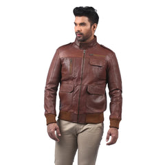 Men’s Brown Leather Utility Jacket