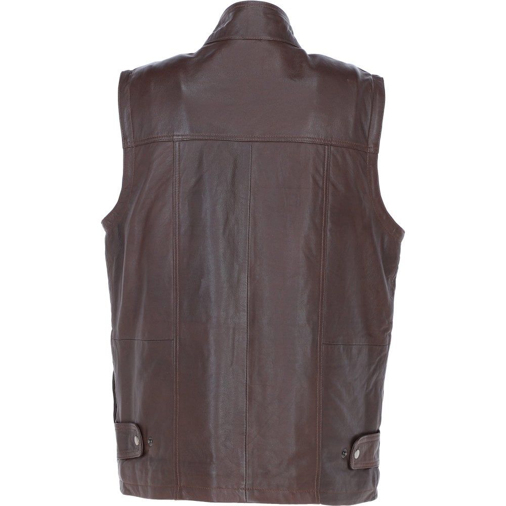Men's Brown Multi-Pocket Leather Utility Vest