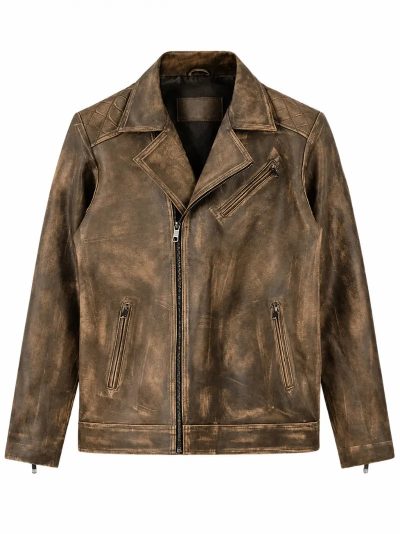 Men’s Brown Premium Leather Jacket Front 