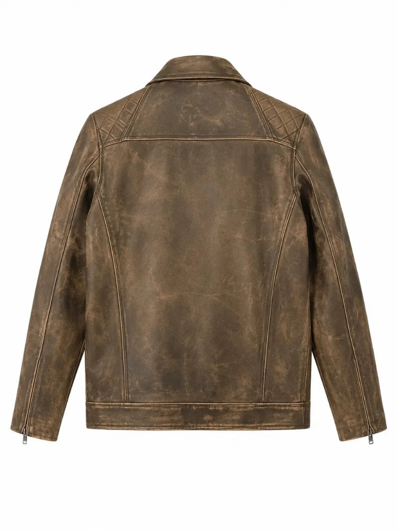 Men’s Brown Premium Leather Jacket Back 