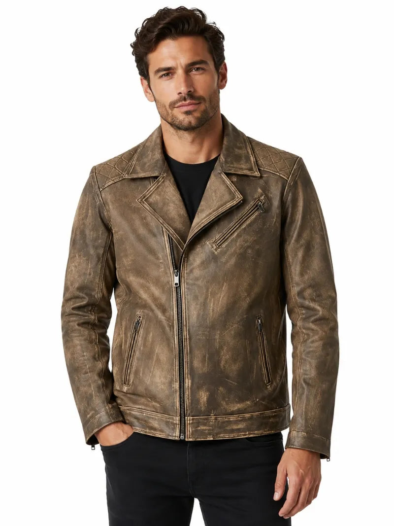 Men’s Brown Premium Leather Jacket Full
