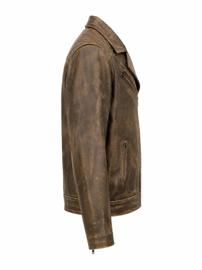 Men’s Brown Premium Leather Jacket Right 