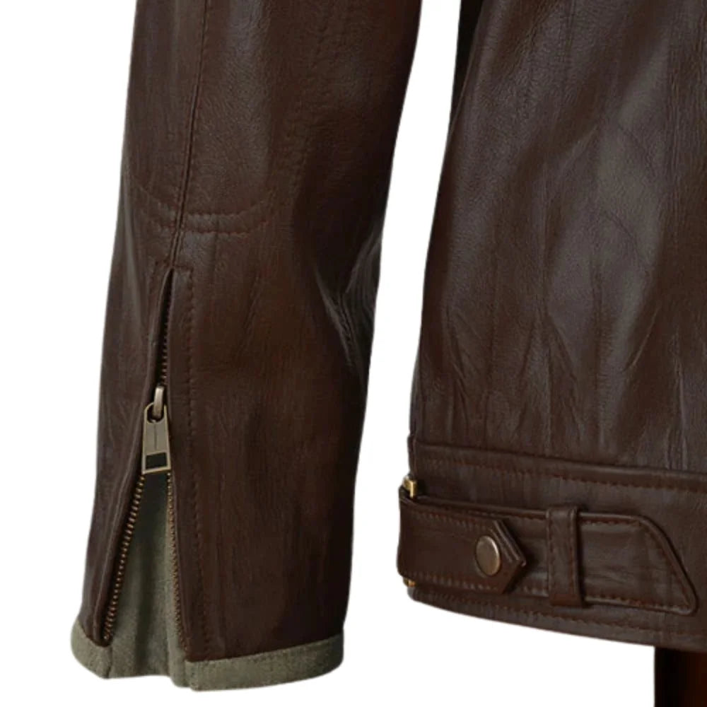 Men’s Brown Quilted Field Leather Jacket