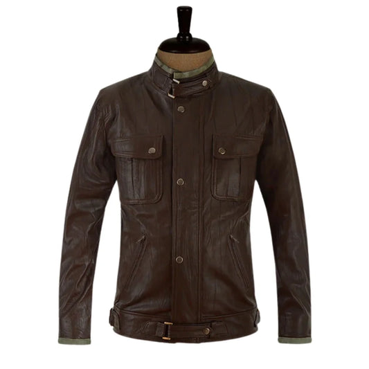 Men’s Brown Quilted Field Leather Jacket
